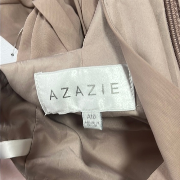 NEW Azazie Mimi Taupe  Maxi Dress with V-neck Sleeveless A10 - Picture 4 of 12